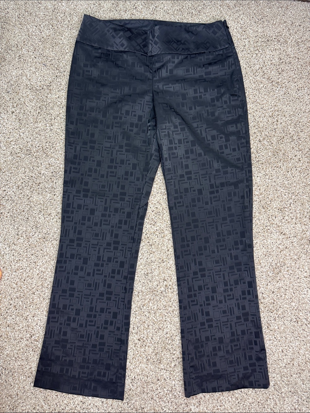 The Limited Stretch Black Geometric Black on Black Print Boot-Cut Pants